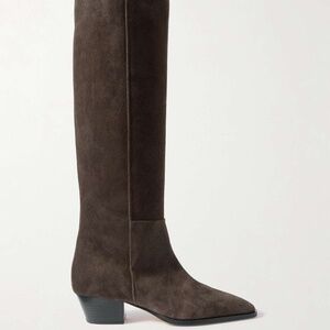AEYDE Medea suede knee boots dark brown